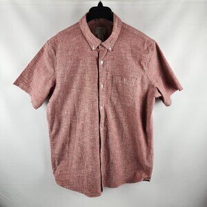 LL Bean Shirt Mens L-Tall Mauve Comfort Stretch Chambray S/S Button Up 514054